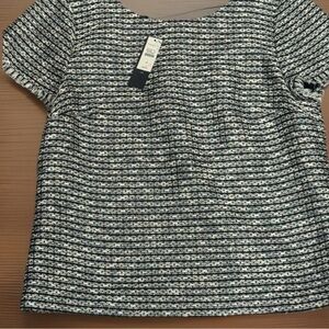 Talbots NWT Metallic Blk/Wht Fringe Blouse Size Women's 10